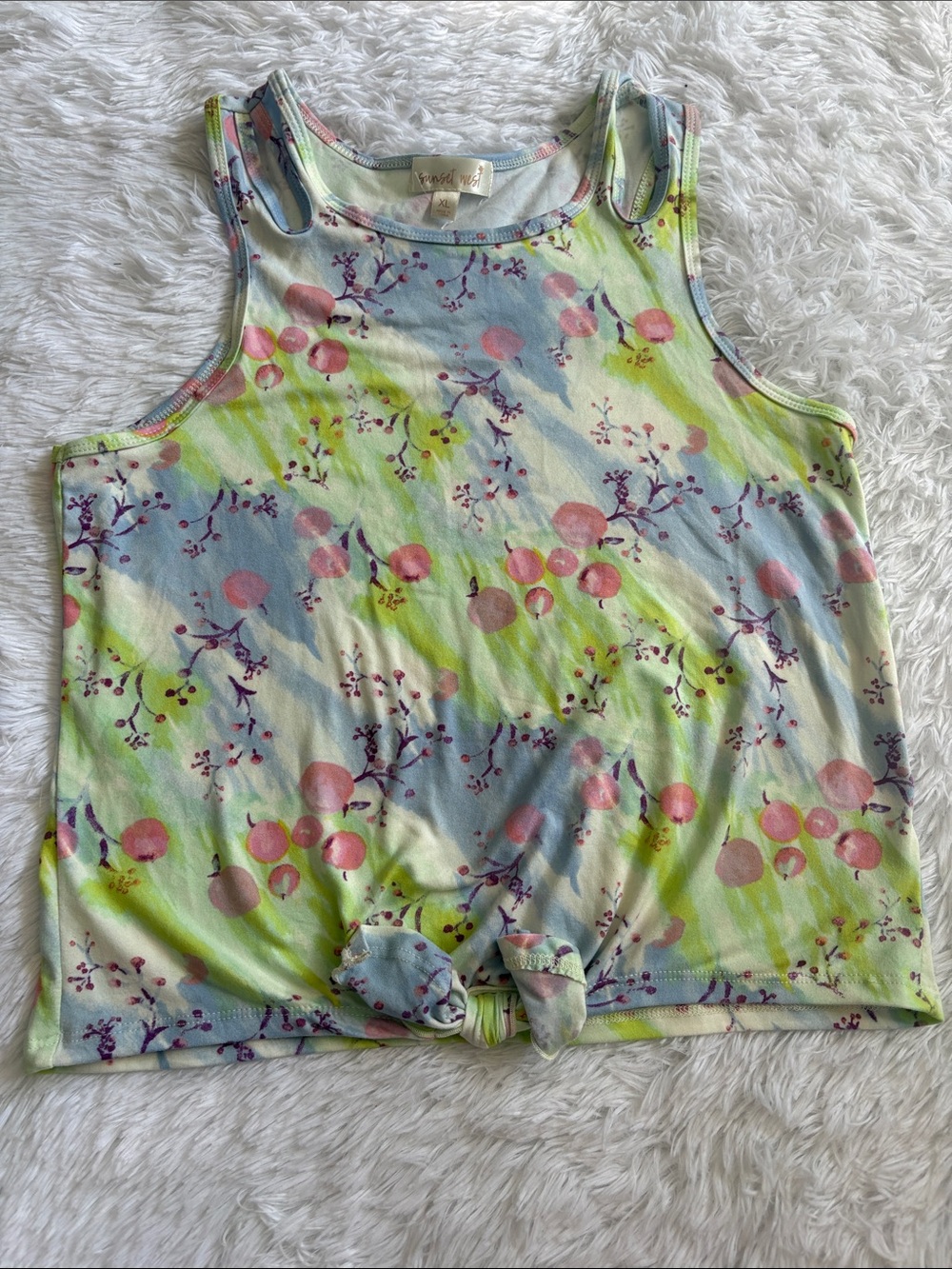 NWOT Sunset West From Stitch Fix Youth Girls Tie Front Keyhole Tank Size XL